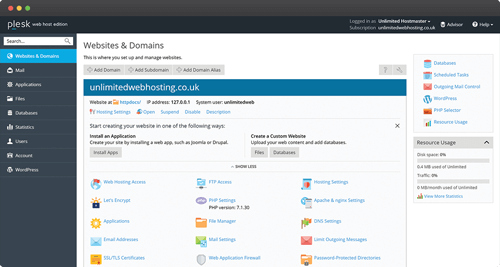 Plesk Onyx Hosting Control Panel