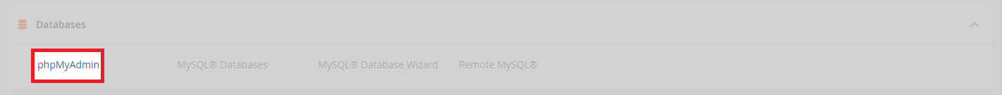cPanel databases section